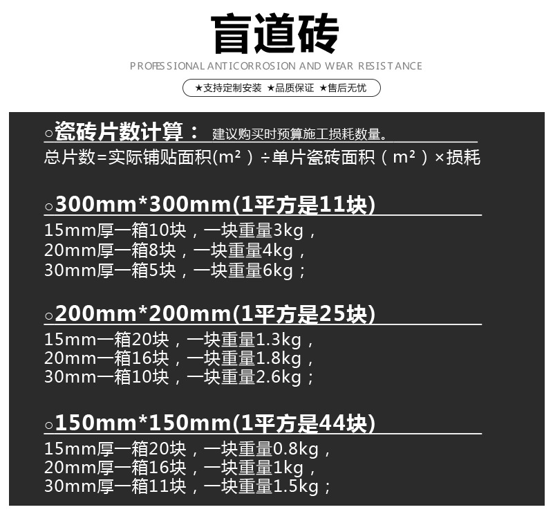 1盲道磚規(guī)格計(jì)算方法